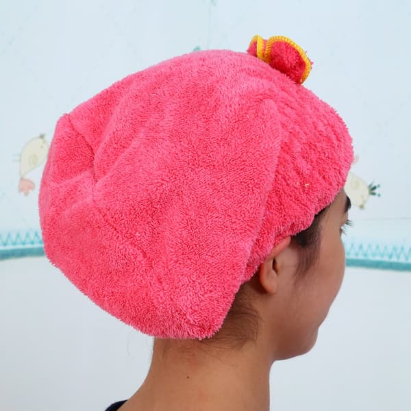 Snabb Snabbtorkande Badhandduk Hatt Mössa Mjuk Korall Sammet Rosett Hatt Duschmössa (vattenmelonröd)