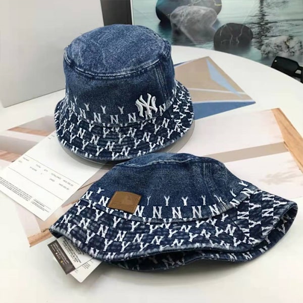 Hatt med bred brätte i denim för män och kvinnor, trendig och avslappnad solhatt för utomhusbruk, strand, fiske och camping