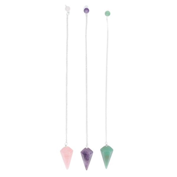 3 Pcs Crystal Pendant Semi Precious Stone Hexagonal Cone Purple Pink Green Healing Quartz Pendant for Meditation