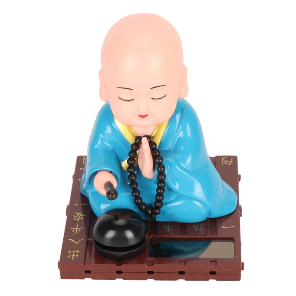 Liten buddhistisk munkprydnad Soldriven Söt munk Dekorativa prydnadsföremål för bil Skrivbord Vardagsrum Vanliga kläder Typ Ljusblå