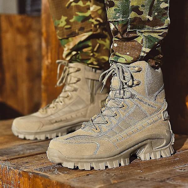 Kideng Herr Militär Stridsstövlar - Taktiska Arbetssäkerhetsskor B2139 Khaki