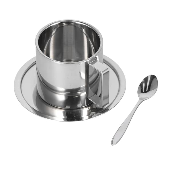 3 stk./sæt isoleret kaffekopsæt rustfrit stål dobbeltvæggede krus mælk te kop med underkop skesæt 280 ml
