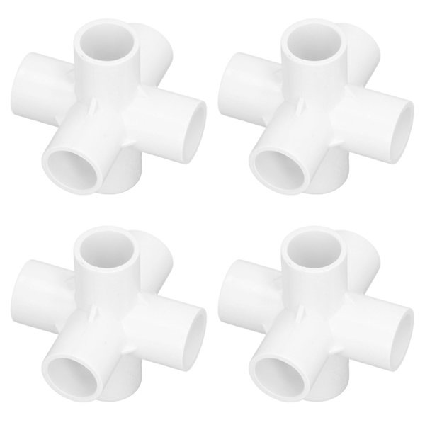 10 STK PVC-plastrørforbindelse 6-vejs rør Hjørnealbuefittings 25mm indvendig diameter hvid