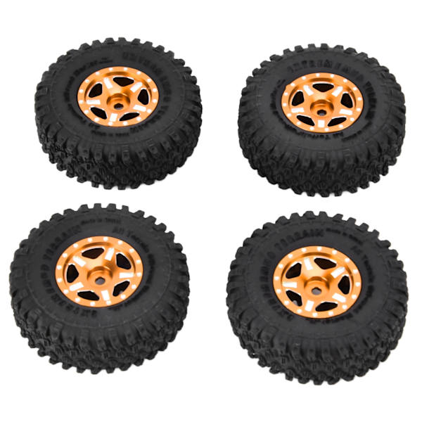 4 st 1 tum gummidäck aluminiumfälgar passar för Axial SCX24 90081 AXI00001 AXI00002 1/24 Crawler CarGold