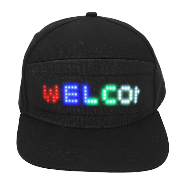 LED-kasket programmerbar Bluetooth APP-styring redigerbar farverig LED-hat til udendørs koncert karneval sort