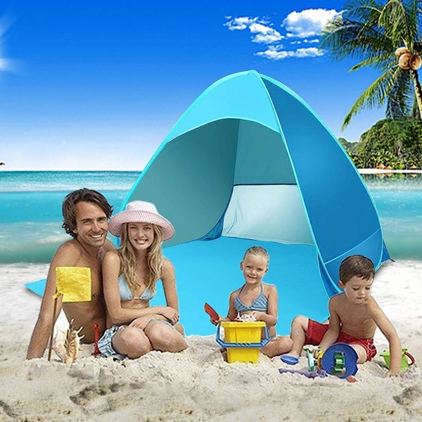 Automatisk UV Beach Shelter for 2-3 personer, ideell for utendørs camping, strand, fiske og hagebruk