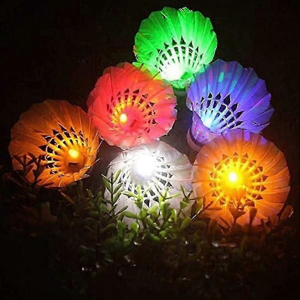 10 st LED 7 Färger Självlysande Badmintonbollar Gradient Shuttlecock Ljusbollar