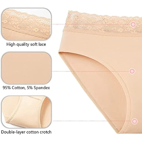 Spetsmidjeband Full Briefs - 2-pack Damunderkläder i Bomull L Beige
