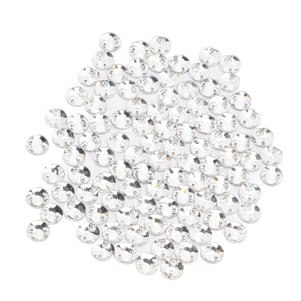 100 kpl litteitä strassit, kaksireikäinen muotoilu, helppo käyttää, koristeellinen DIY-osa koristeluun, 10 mm