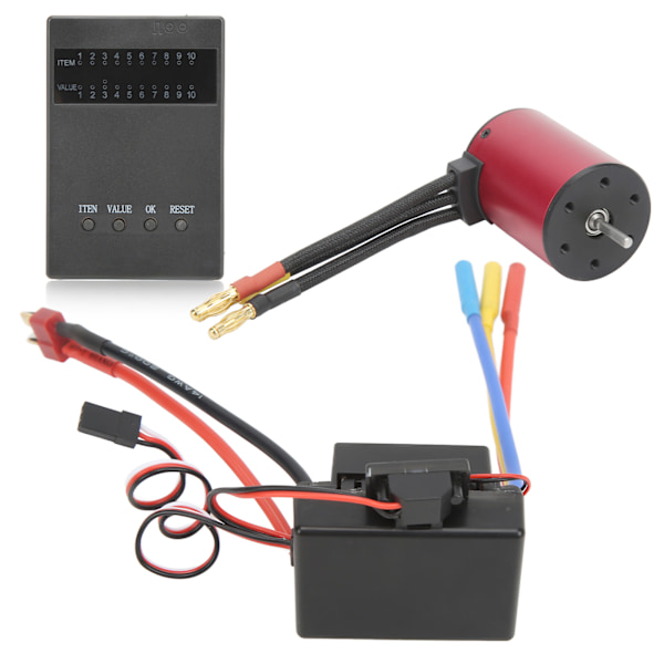 RC vedenpitävä harjaton 60A ESC S3650 3900KV harjaton moottoripaketti ohjelmointikortilla 4mm T-liitin 1/8 1/10 RC-autoon