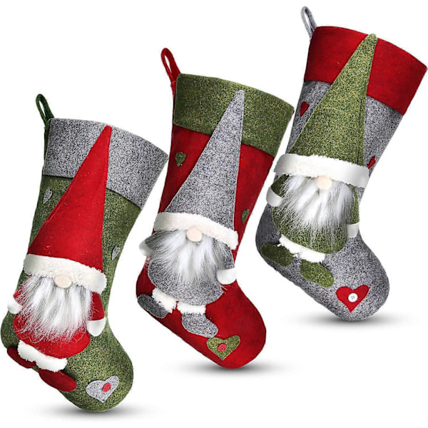 3 Stycken Tomte Julstrumpor 3D Julstrumpor Personliga Svenska Tomtehängen