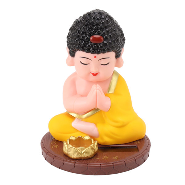 Munk Dekoration Automatisk Nikkende Buddha Statue Figur med Solpanel til Hjem Bil Ornamenter