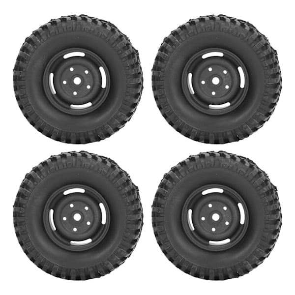4 stk. RC-hjul og dæk 1,9 tommer gummi plast 100 mm diameter universel RC dæk sæt til udskiftning klatring bil sort
