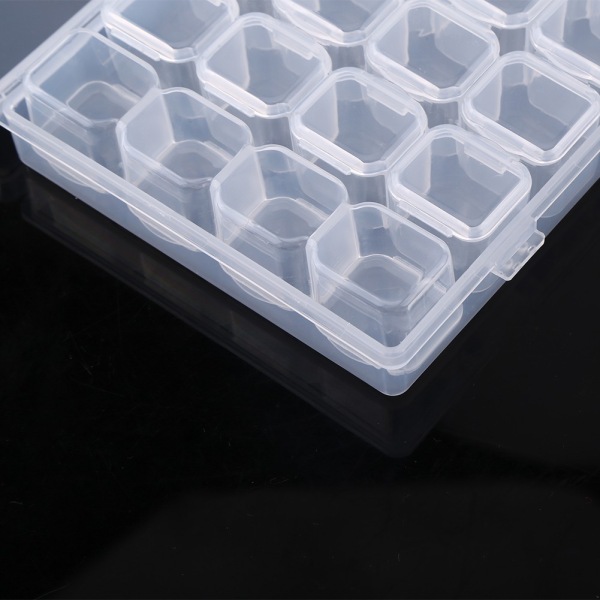 Klar plast 28 pladser Justerbar tablet medicin pille smykker opbevaring Organizer Box Container