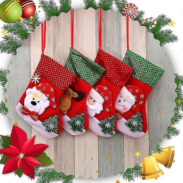 Julstrumpor Presentstrumpor Öppen Spis Julgransprydnader Snögubbe Jultomte Älg