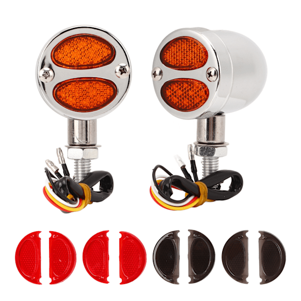 1 par motorsykkel LED blinklys dobbel fargeindikator blinklys 12V Universal for motorsykkel galvanisering