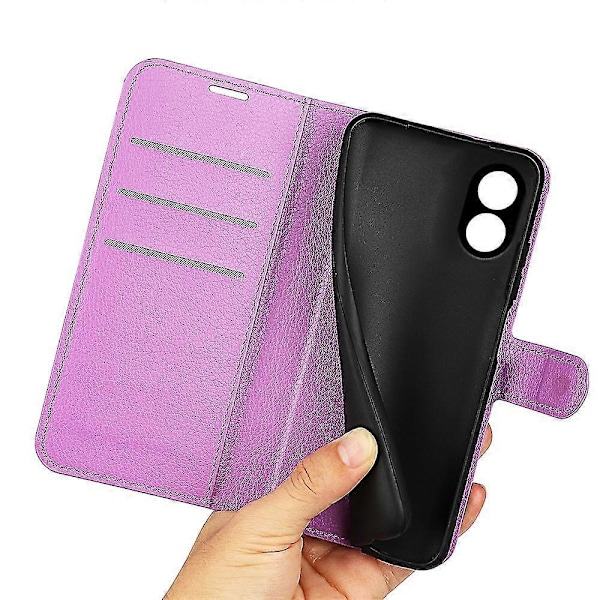 Til Oppo A38 4G Etui Wallet Telefon Shell Litchi Tekstur Støtte Læder Cover Zekai Lilla Stil H Oppo A38 4G