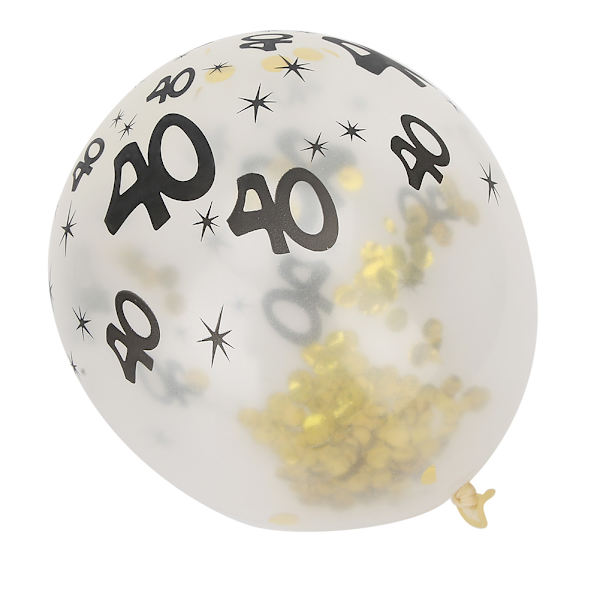 10 st latex transparenta ballonger med nummer 40 mönster för födelsedagsfest bröllopsdag dekorera gyllene paljetter