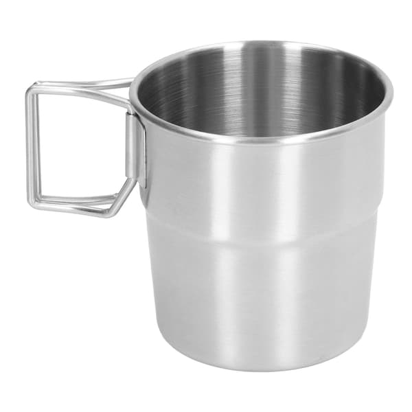 Utendørs campingkopp 320 ml bærbar kaffekopp i rustfritt stål med sammenleggbart håndtak for backpacking og fotturer