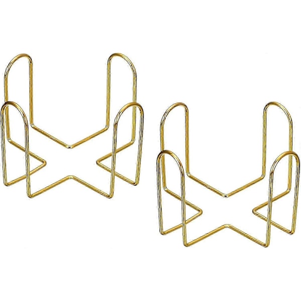 Brikkeholder, 2 stk. 5,5 cm - Opbevaringsstativ i jernmetal til både runde og firkantede brikker, holder 6 brikker (Guld)_SZXM