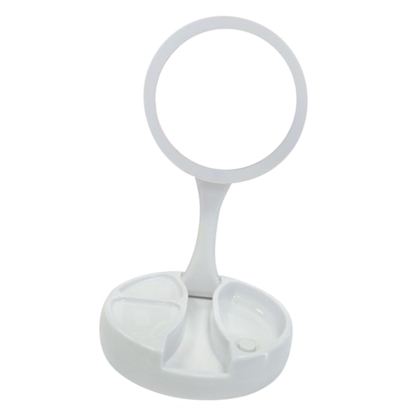 Dubbelsidig sminkspegel LED Light Up Vikbar justerbar kosmetisk bordsskiva batteriladdningsspegel