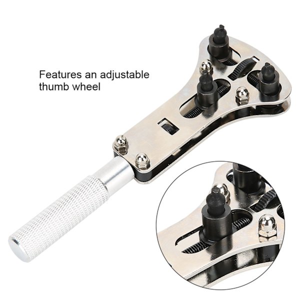 Legerat stål Justerbar skruv Watch Back Case Opener Cover Remover Set