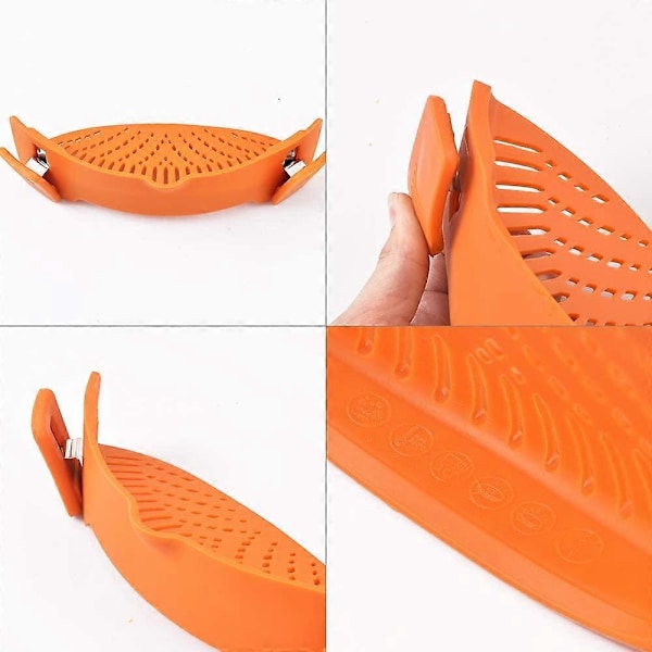 2-pak Clip-on Silikone Pastasi, Kompatibel med Universal Pandestørrelse, Fødevaregodkendt Materiale, Varmebestandig, Orange