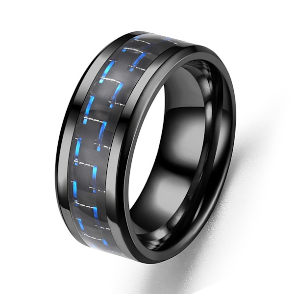 Sort Unisex Fingerring Blå Linje Praktisk Robust Sikker Titanium Stål Ring til Hjemmearbejde Dating