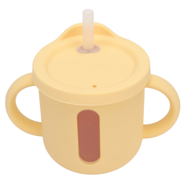 Silikone Sippy Kopper Dobbelt Håndtag Letvægts Toddler Træningskop med Tæt Lækagesikker Dæksel til Hjem Rejser Gul