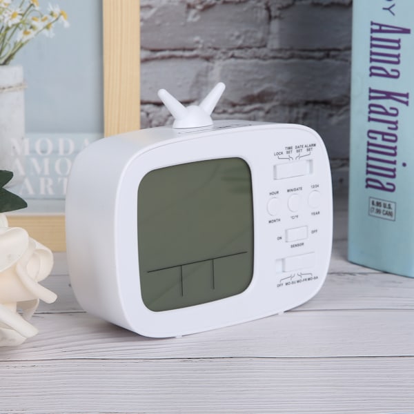 Smart väckarklocka Multifunktionell LED Digital Display 12/24 Timmars Växling Hushåll Sovrum Tillbehör Vit