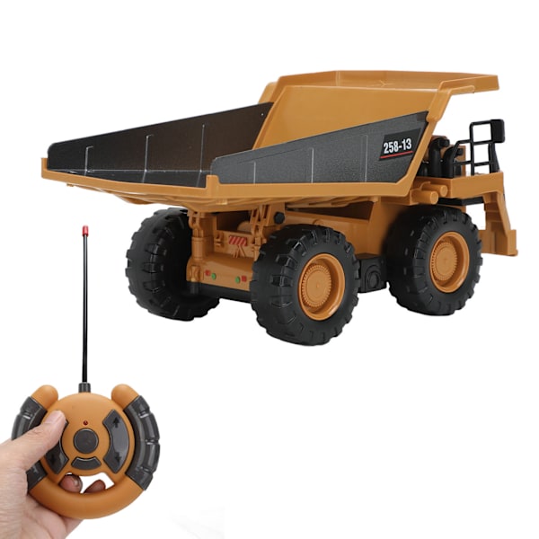 RC Dumper 1/24 4-hjulsdrift 6 kanaler 2,4 GHz Plast Metall Gul Grå Anleggskjøretøy Leke for over 8 år Gamle Dobbeltbatterier