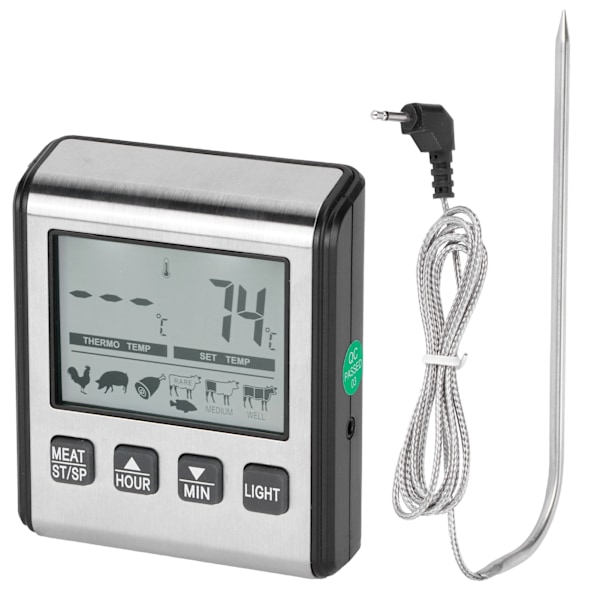 Digitalt grillmattermometer Temperaturalarm BBQ Sammenleggbar sondetermometer for kjøtt