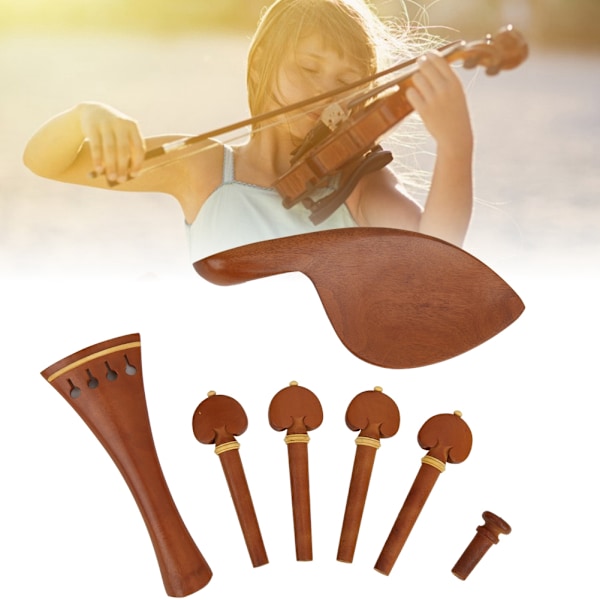 Jujube Wood Violin Tailpiece Tuning Pegs Chin Rest Endpin Sæt til 4/4 Violin Jujube Wood