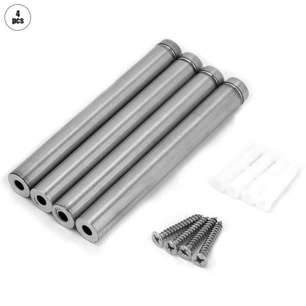 4 stk. Reklameskilte fastgørelsesskruer i rustfrit stål, hule glasafstandsstykker (12*120 mm)