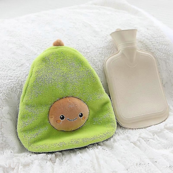 Avocado Gummi Varmvattenflaska Stickad Mjuk Bekväm Varm Vattenflaska Zekai