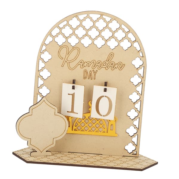 Ramadan Nedräkningskalender Trä Dekorativ Prydnad DIY Eid Kalender för Hemfest Helgdag Typ C