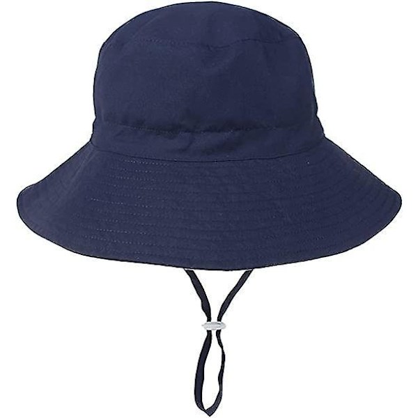 Auringonhattu vauvoille ja lapsille - Laivastonsininen, leveälierinen ämpärihattu tytöille ja pojille (52-54 cm)