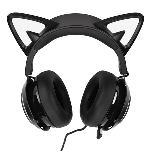 Peliheadset 8 väriä valotehosteet 3 äänitilaa 3,5 mm USB kissankorva PC-pelikuulokkeet musta