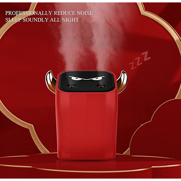 Hiljainen USB-ilmankostutin, kannettava mini-yövalolla ja automaattisella virrankatkaisulla, 2 säädettävää suutinta kotiin
