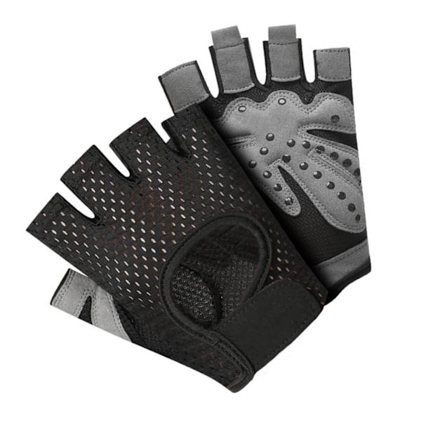 2 stk. Halvfinger Sports Handske Polyester Slidstærk Anti-Slip Kort Finger Handske til Cykling Ridning Excising Sort L