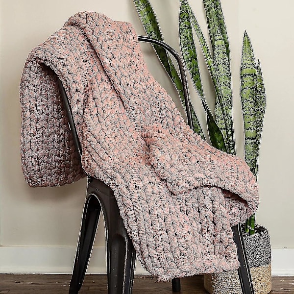 Stickad tyngdtäcke för kylning, handgjord chunky stickad filt beige