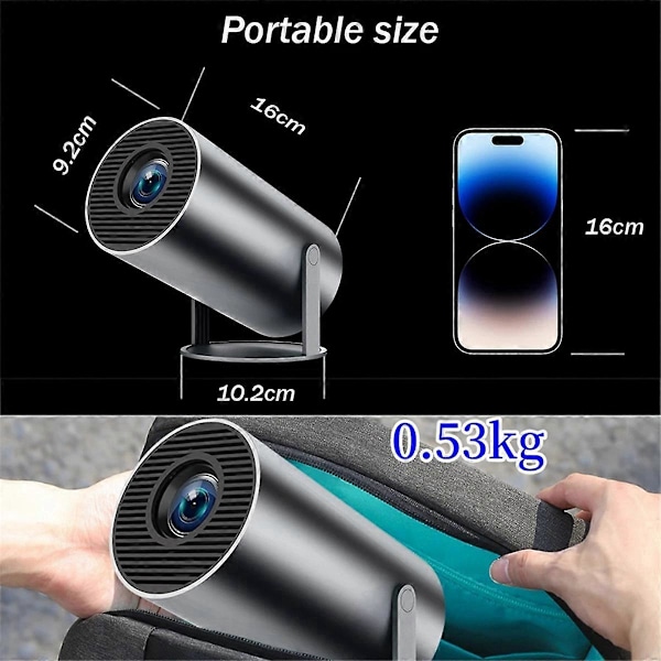 Projektor 4K Android 11 Wifi6 Bluetooth 5.0 260 ANSI Lumen EU-kontakt