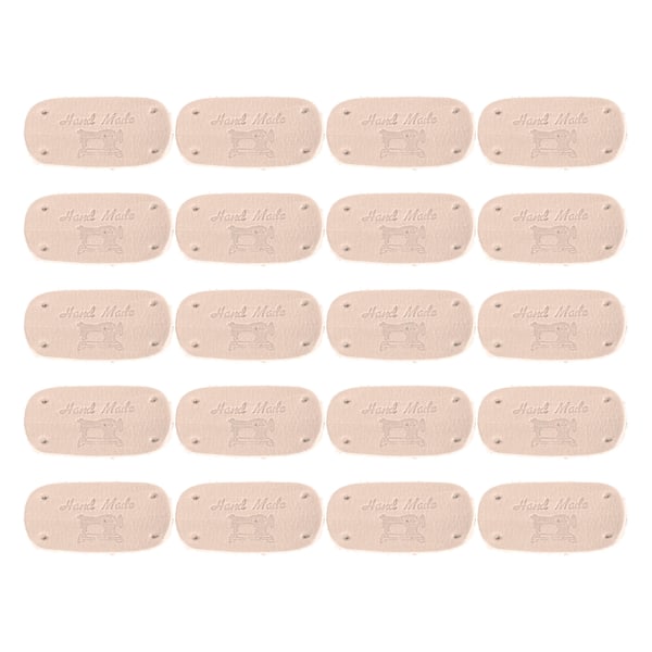 20 st läderlappar mjuka präglade DIY stickade etiketter med hål för väskor plånböcker syprojekt originalfärg