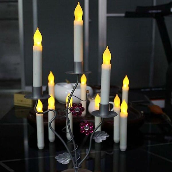 LED-pitkät kynttilät - 12 liekittömän kynttilän sarja, AA-paristokäyttöiset - 16,5x2 cm kynttilänvalo juhliin
