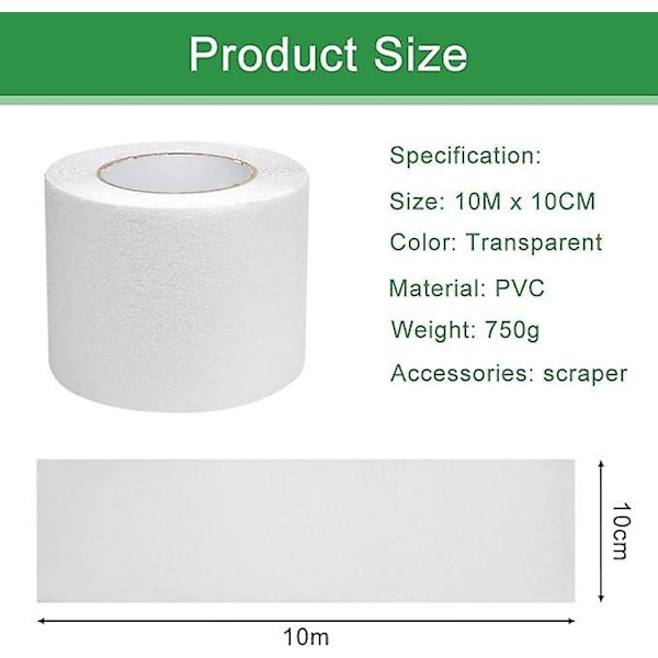 Skridsikker Tape 10cm*10m, Transparent Trappe Skridsikker Tape Klæbende Skridsikker Tape Vandtæt Transparent Skridsikker Tape til Trapper, Sh