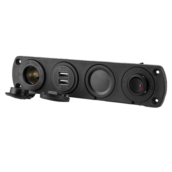 12V 4.2A 4-hulls bryterpanel sigarettennerlader 2 USB LED temperaturspenningsdisplay for båt bil lastebil