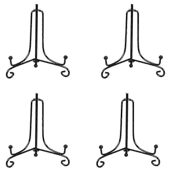 (4-pakning) Jern Display Stativ, Svart Jern Staffeli Plate Display Fotoholder Stativ, Viser Bilde Fra