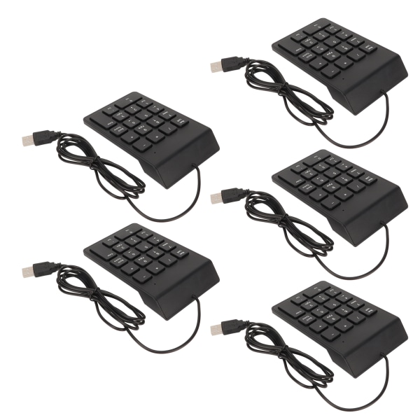 Kablet numerisk tastatur 18 taster Ergonomisk USB Plug and Play Stillegående tasting Mini numerisk tastatur for PC Laptop Desktop 5 stk.