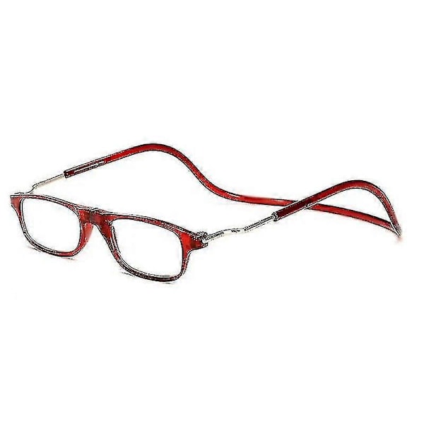 Justerbare Klare Lesebriller - Fleksibel Magnetisk Nakkehengende Sammenleggbar Design LeopardPrint brillerstyrke350