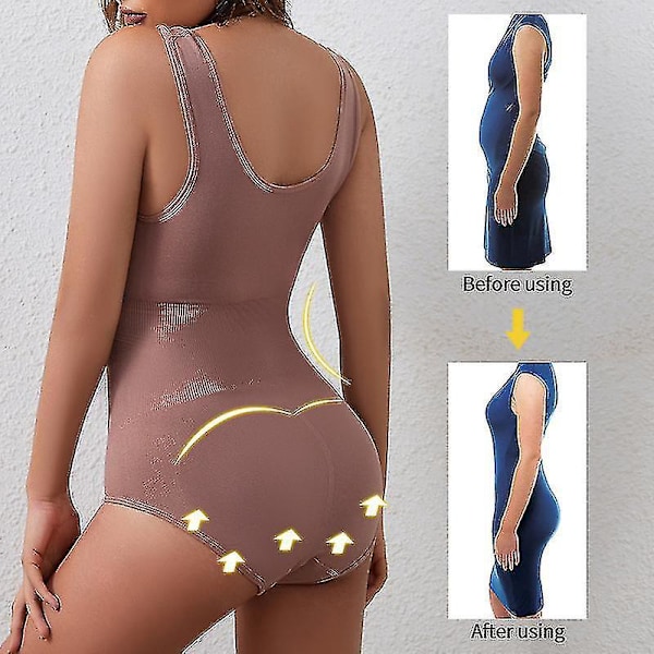 Slim Fit Svart Rundhalsad Midjetränare Bodysuit för Kvinnor